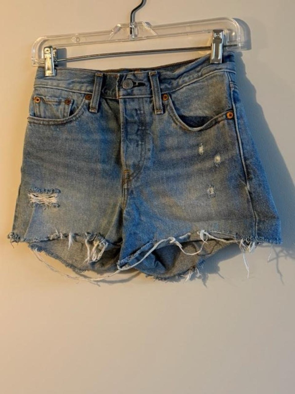 Levi's Distressed Cutoff Denim Shorts - Blue